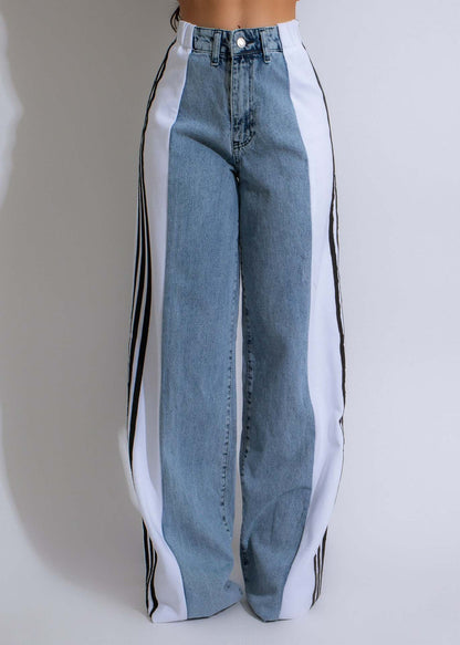NO.6451 Colorblock Wide Leg Jeans