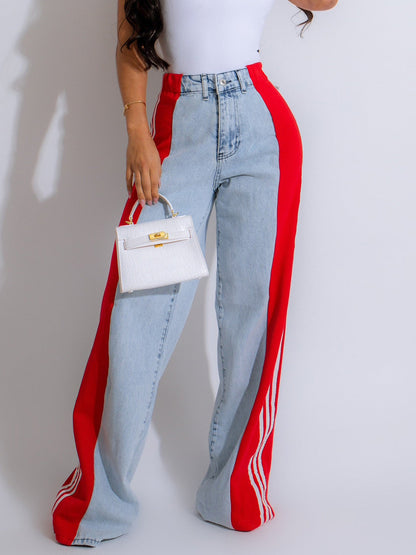 NO.6451 Colorblock Wide Leg Jeans