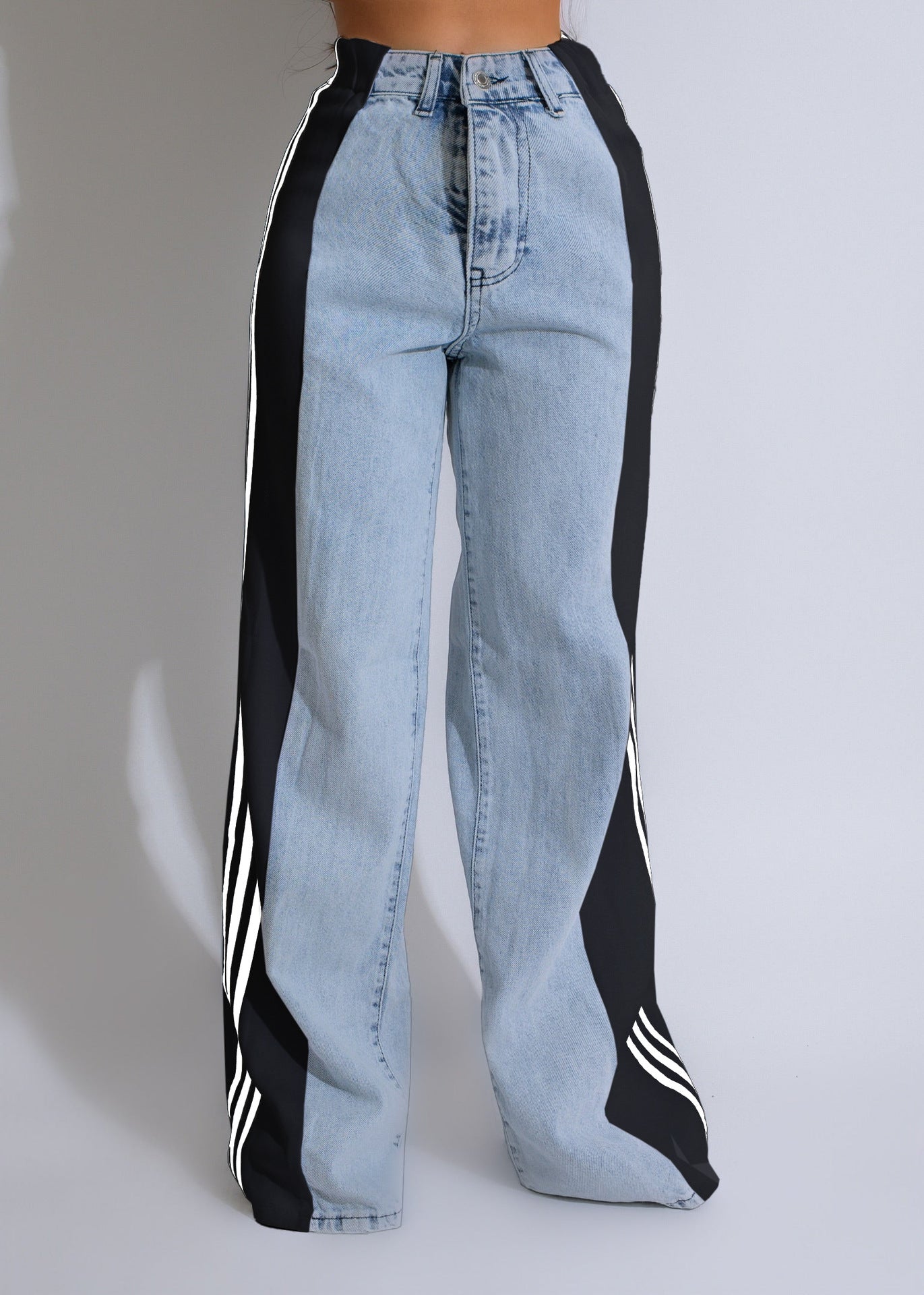 NO.6451 Colorblock Wide Leg Jeans