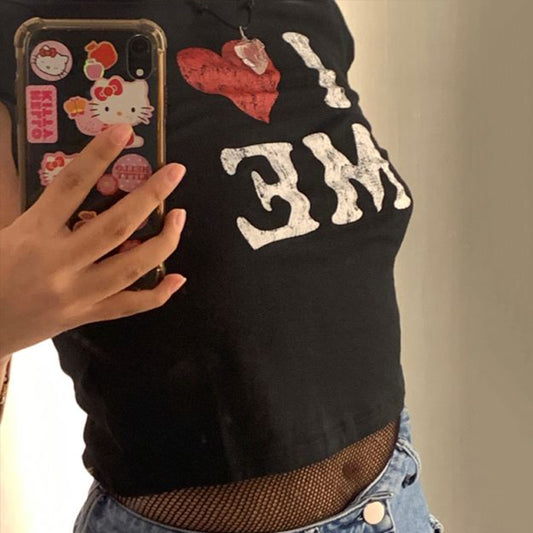 NO.5642 I Love me crop top
