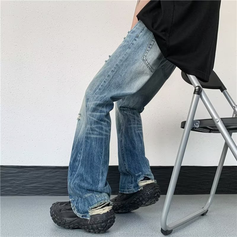 NO.2499 Faded Straight-Leg Jeans