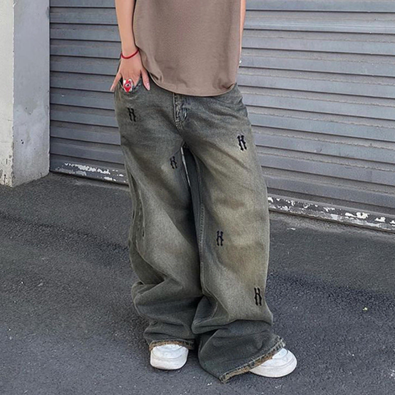 NO.3498 Distressed Wide-Leg Street Pants