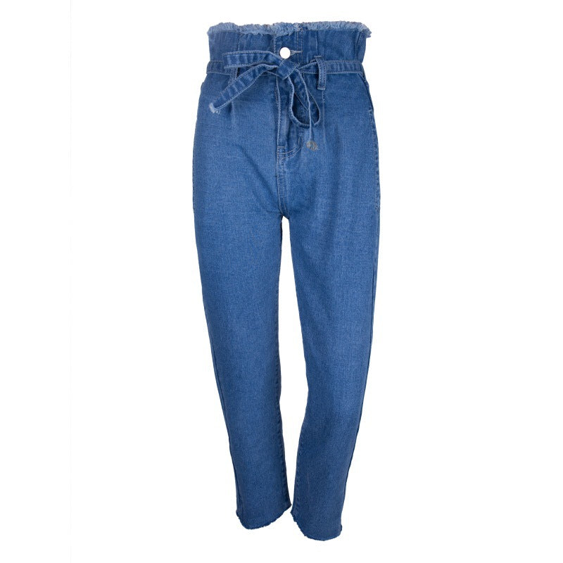 NO.9873 High Waisted Straight Leg Jeans