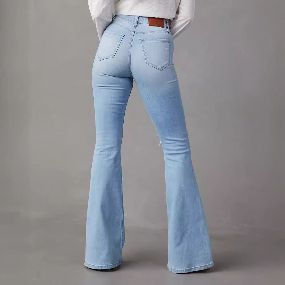 NO.3265 Ripped Flared Denim