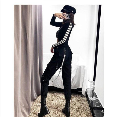 NO. 5582 Cargo black Jogger Trousers