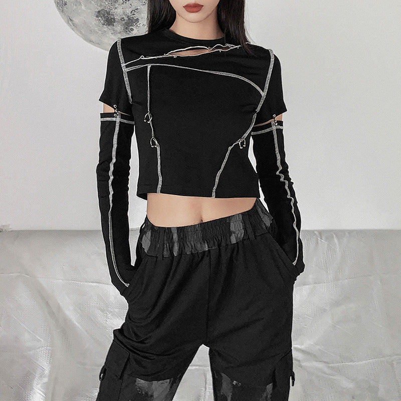 NO.9563 Strap Detail Crop Top