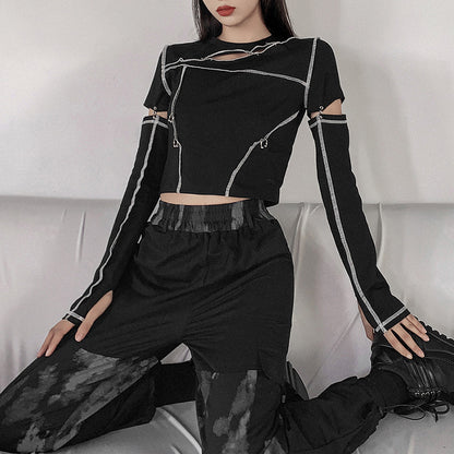 NO.9563 Strap Detail Crop Top