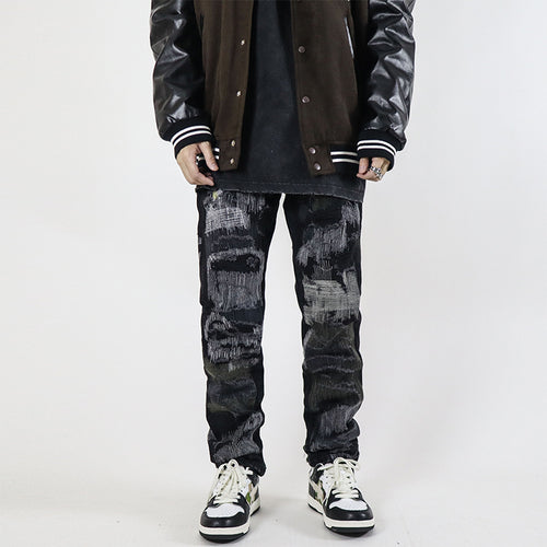 NO.6623 Retro Washed Straight Hole pants