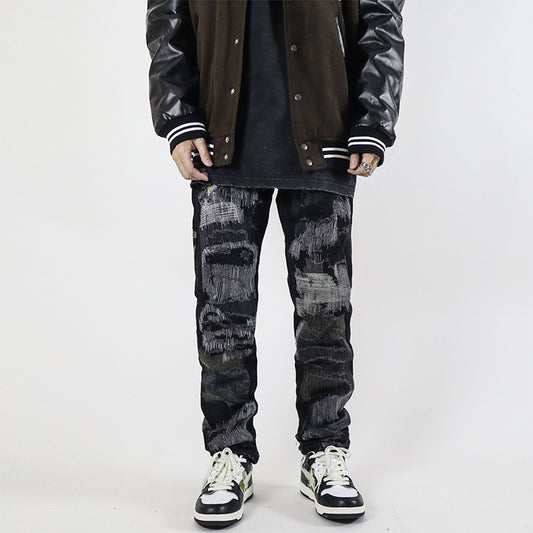 NO.6623 Retro Washed Straight Hole pants