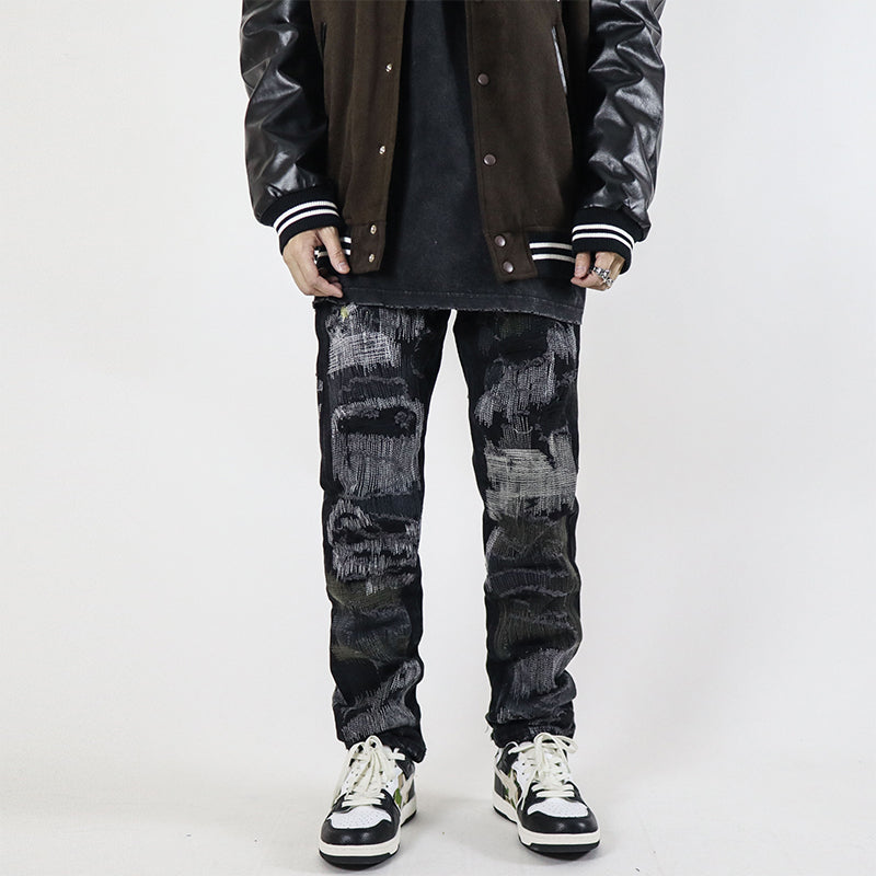 NO.6623 Retro Washed Straight Hole pants