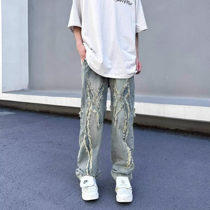 NO.6613 Olive Embroidered Cargo Pants