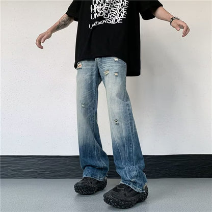 NO.2499 Faded Straight-Leg Jeans