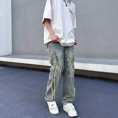 NO.6613 Olive Embroidered Cargo Pants