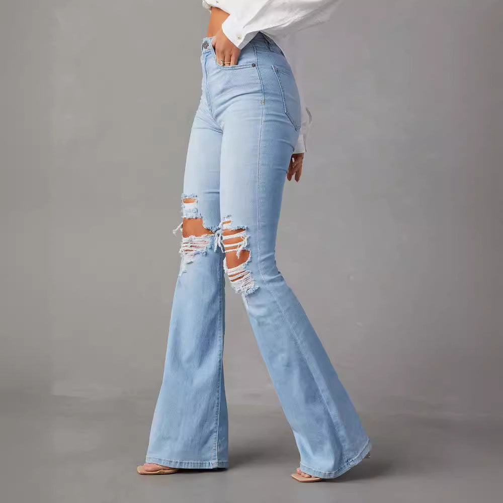 NO.3265 Ripped Flared Denim