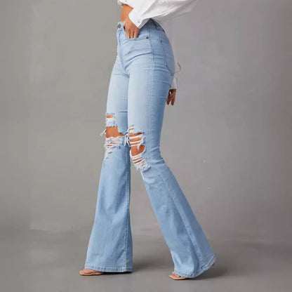 NO.3265 Ripped Flared Denim