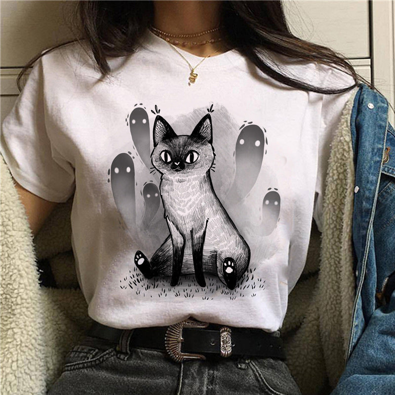 NO.3462 Illustrated Character Graphic T-Shirt