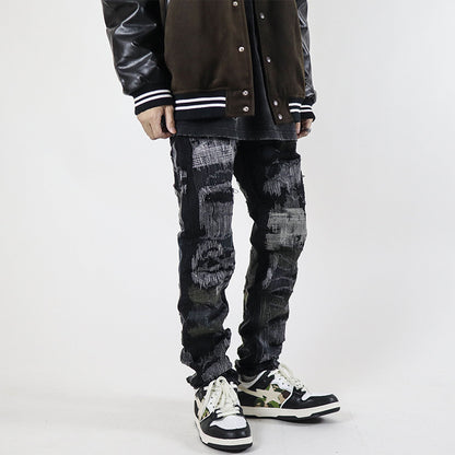 NO.6623 Retro Washed Straight Hole pants