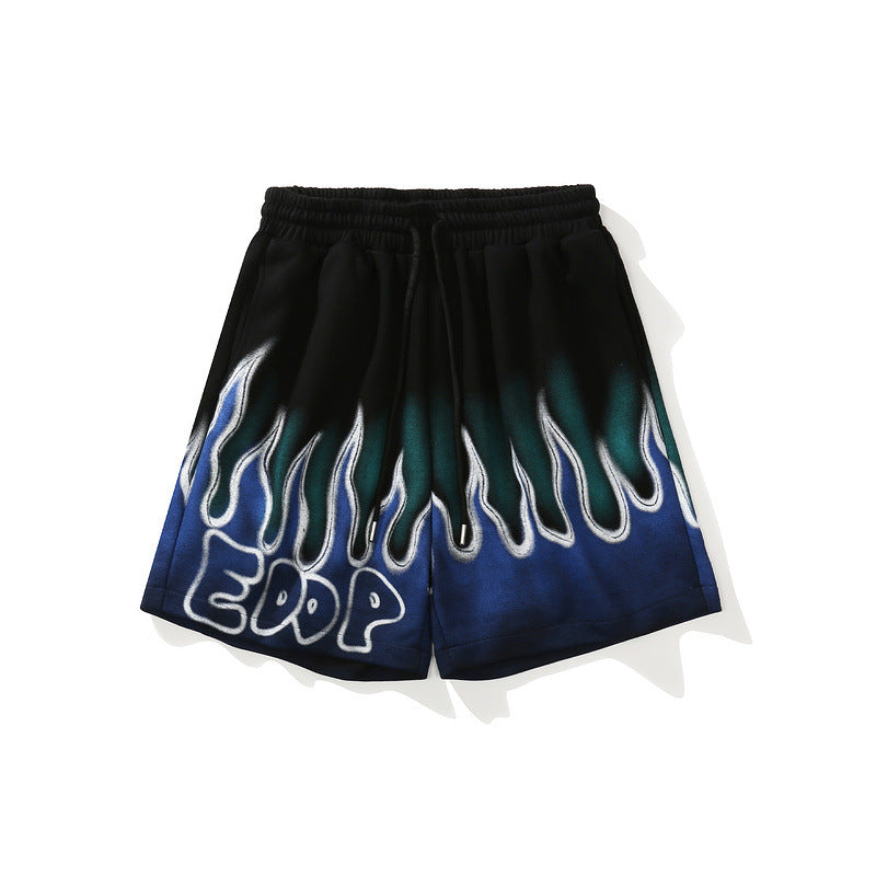 NO.6652 Flame Print Denim Shorts
