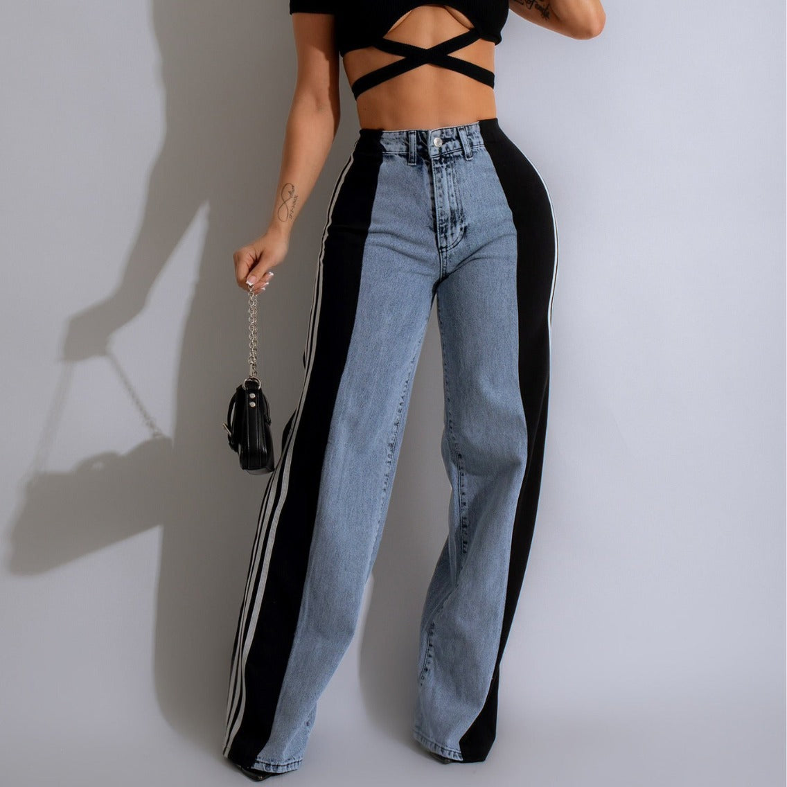 NO.6451 Colorblock Wide Leg Jeans