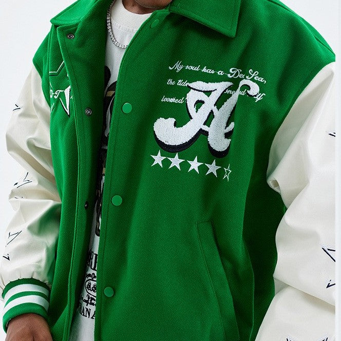 NO.6132 Star Detail Varsity Jacket