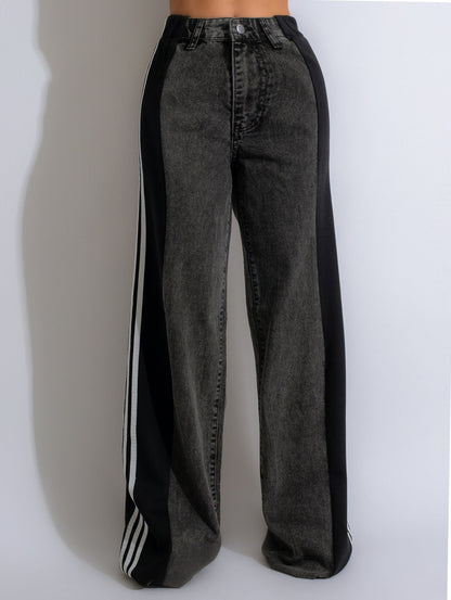 NO.6451 Colorblock Wide Leg Jeans