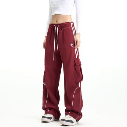 NO.1186 Burgundy Wide-Leg Track Pants