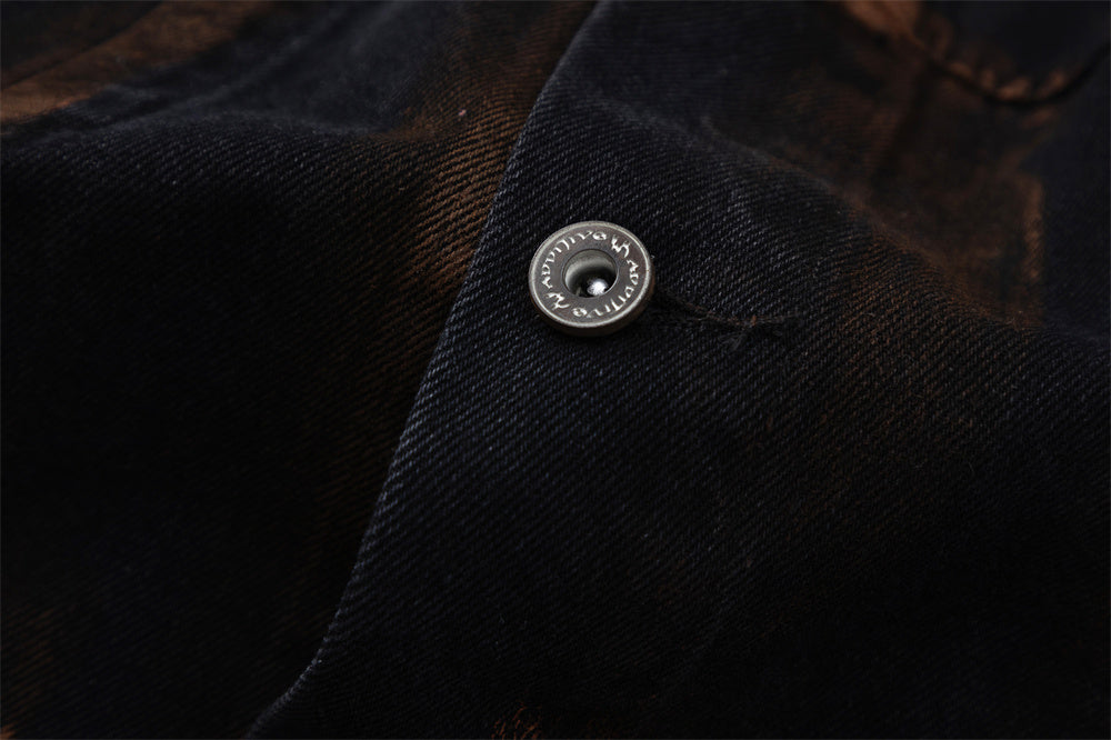 NO.1122 Distressed Button-Up Denim Jacket
