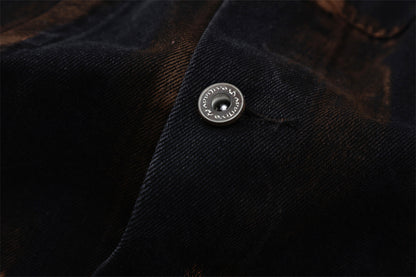 NO.1122 Distressed Button-Up Denim Jacket