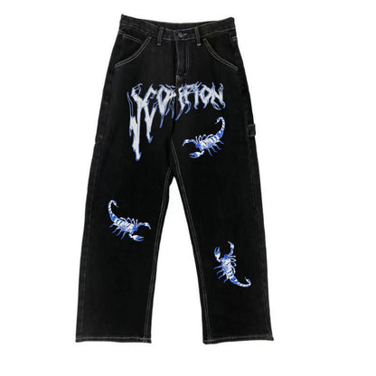 NO.3365 Scorpion Graphic Black Jeans