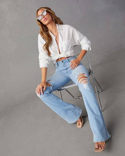 NO.3265 Ripped Flared Denim