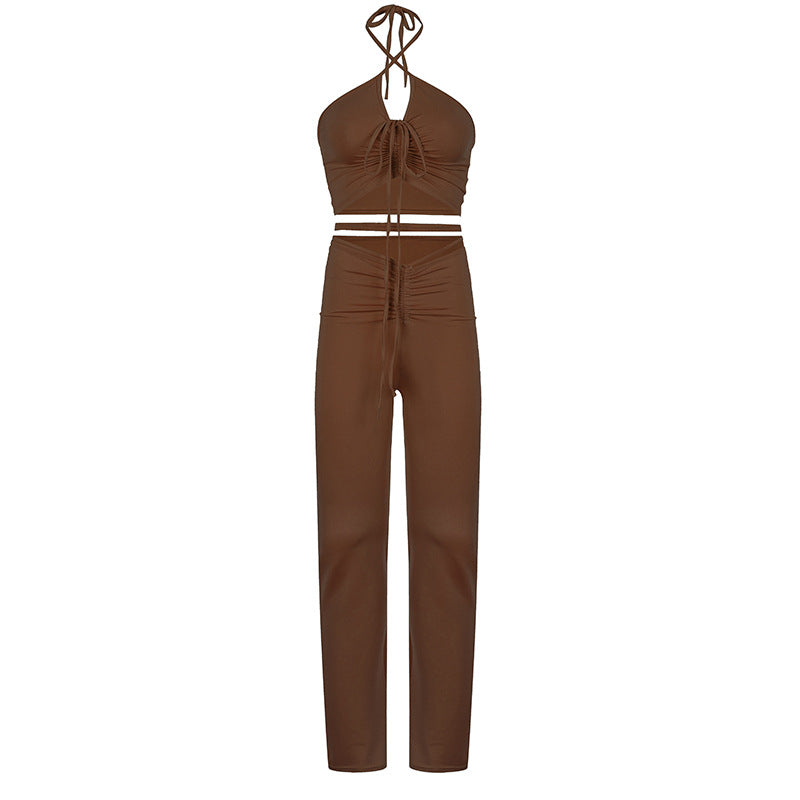 NO.3213 Cut-Out Halter Two-Piece Set