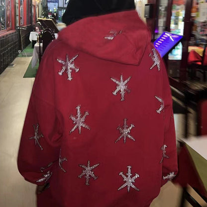 NO.3564 Star Pattern Zip-Up Hoodie