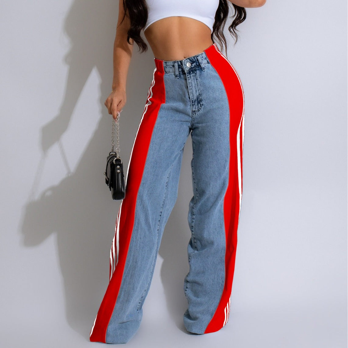 NO.6451 Colorblock Wide Leg Jeans