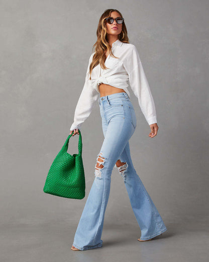 NO.3265 Ripped Flared Denim