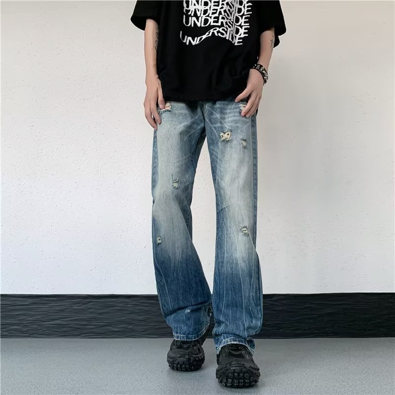 NO.2499 Faded Straight-Leg Jeans