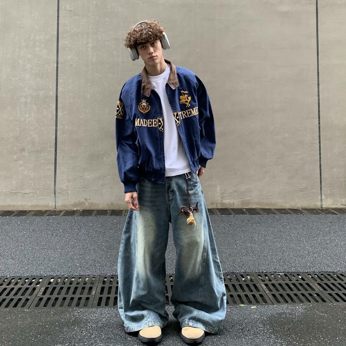 NO.3426 Embroidered Varsity Denim Jacket
