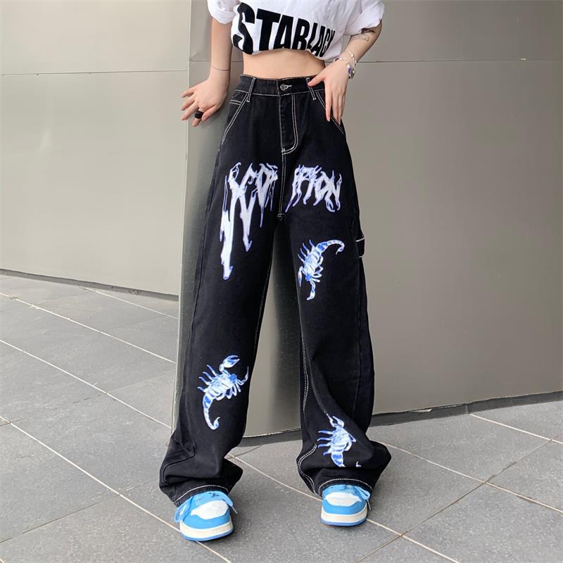 NO.3365 Scorpion Graphic Black Jeans