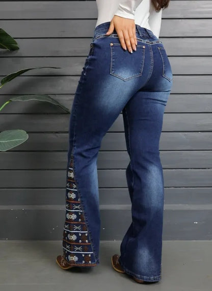 NO.4553 Embellished Hem Flare Jeans