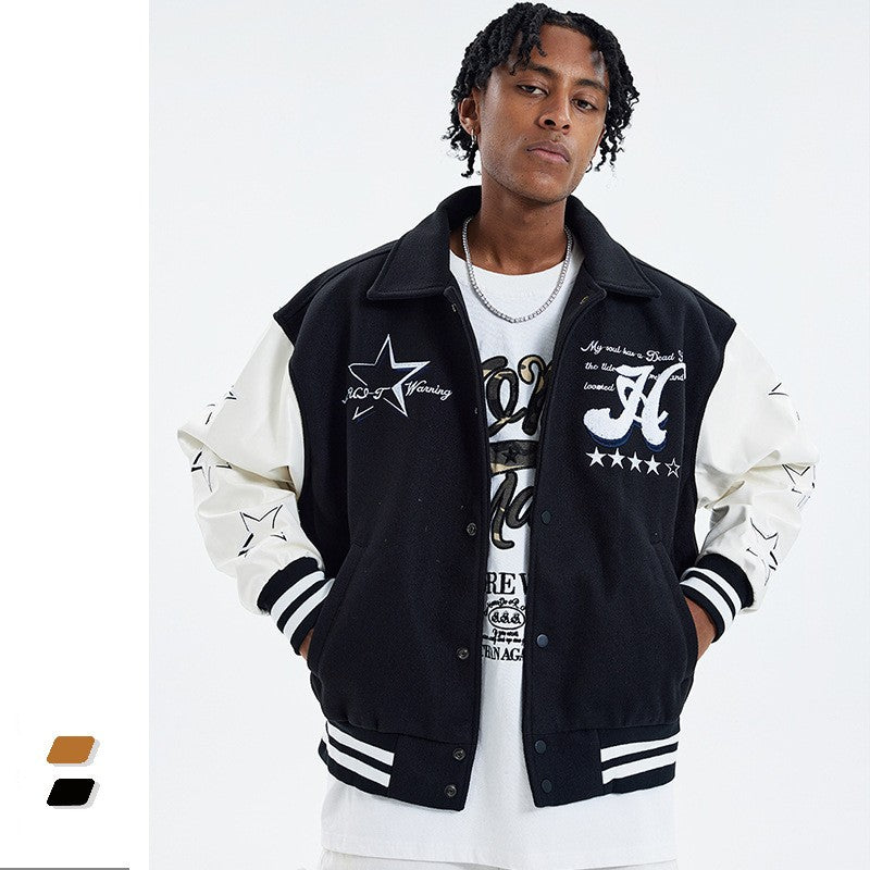 NO.6132 Star Detail Varsity Jacket