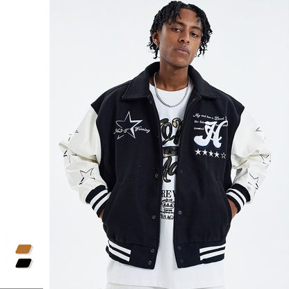 NO.6132 Star Detail Varsity Jacket