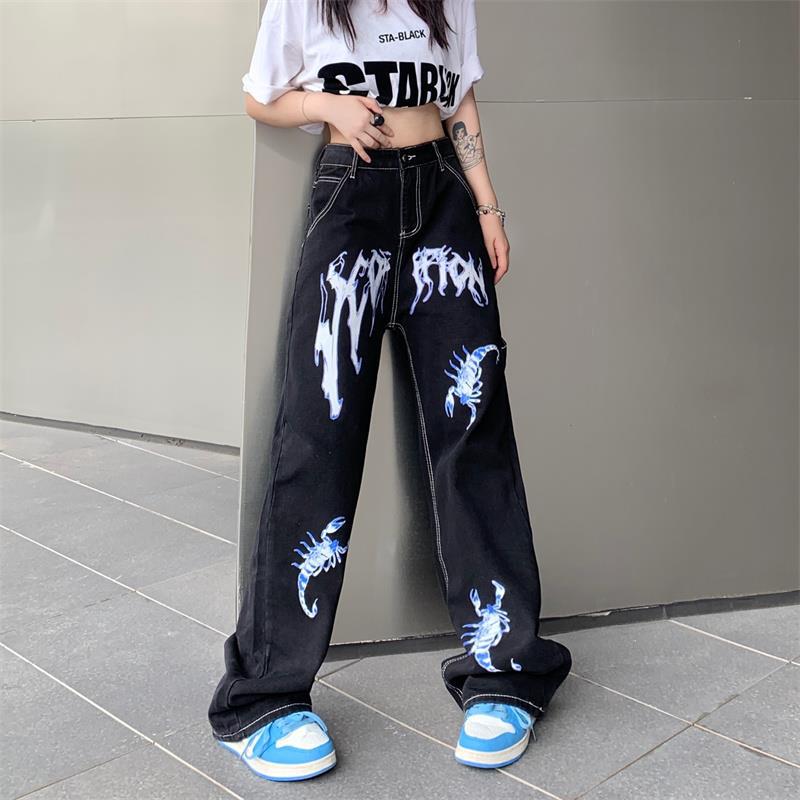 NO.3365 Scorpion Graphic Black Jeans