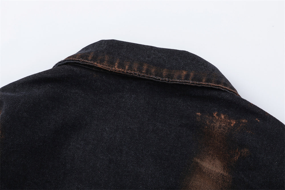 NO.1122 Distressed Button-Up Denim Jacket