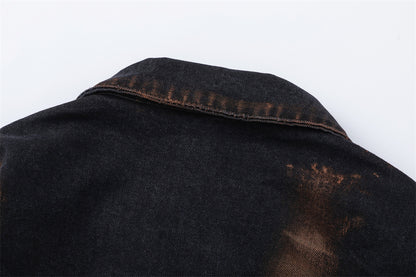 NO.1122 Distressed Button-Up Denim Jacket