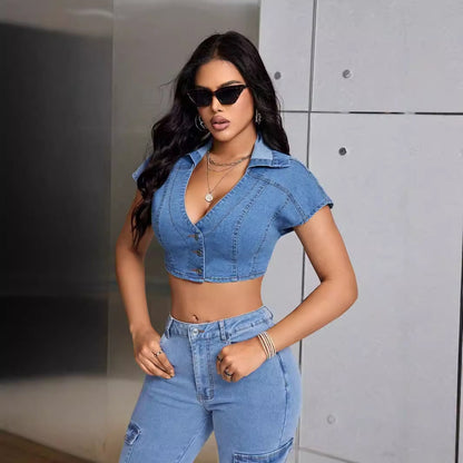 NO.7531 Casual Denim Top