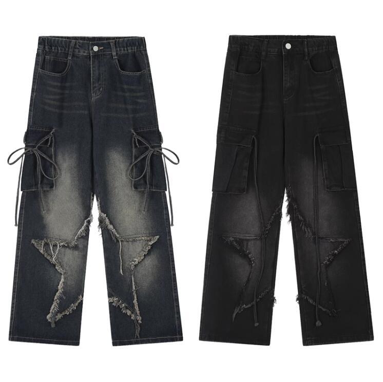 NO.6595 Vintage Wash Cargo Flare Jeans
