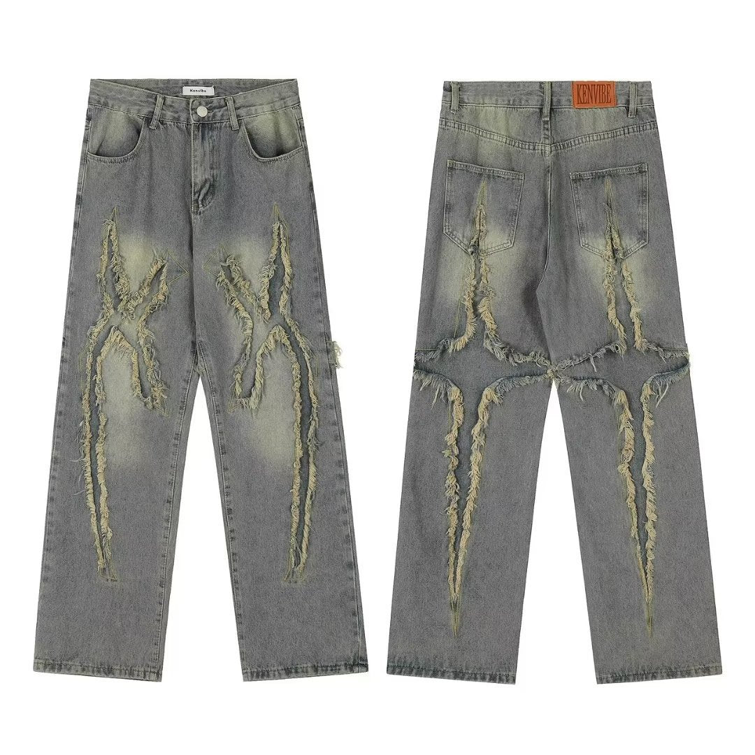 NO.6613 Olive Embroidered Cargo Pants