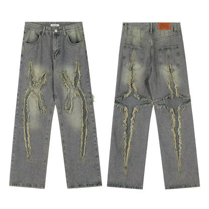 NO.6613 Olive Embroidered Cargo Pants