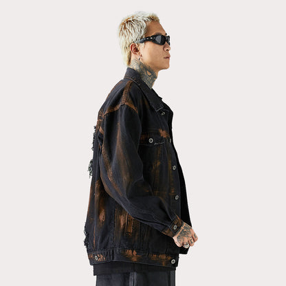 NO.1122 Distressed Button-Up Denim Jacket