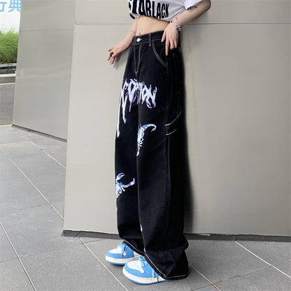 NO.3365 Scorpion Graphic Black Jeans