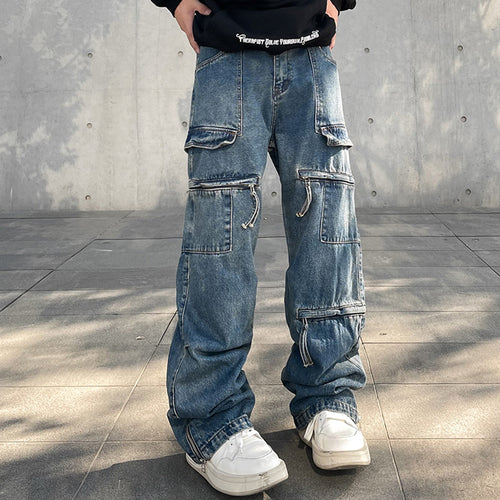 NO.1267 High Street Zip-up Cargo Jeans Guy